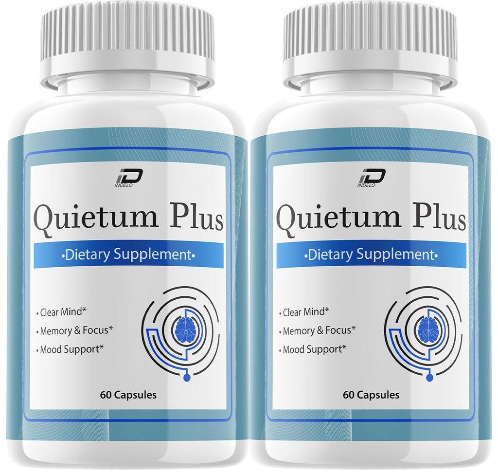 Quietum Plus Brain supplement kapsler - All- Natural Maximum Strength Formel for forbedrede hukommelse og fokus piller, QuietumPlus support og anmeldelser (2 Pack - 120 kapsler)