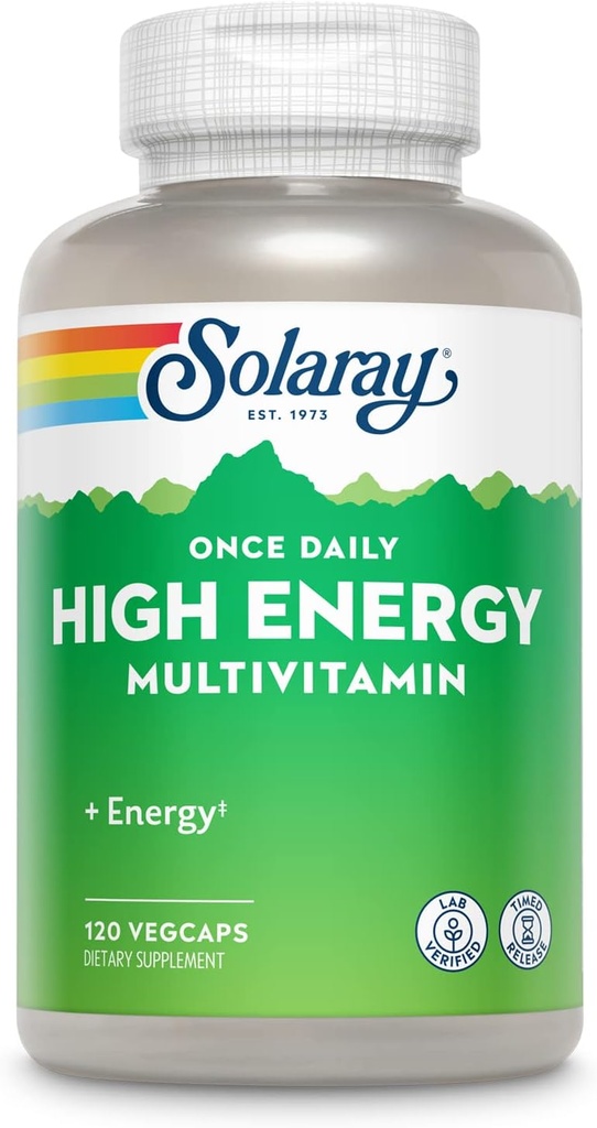 SOLARAY High Energy Multivitamin Mezzogiorno 124; Når dagligt, Tids- Release Formel 124; Hele fødevarer & Herb Base Mezzogiorno 124; Non- GMO