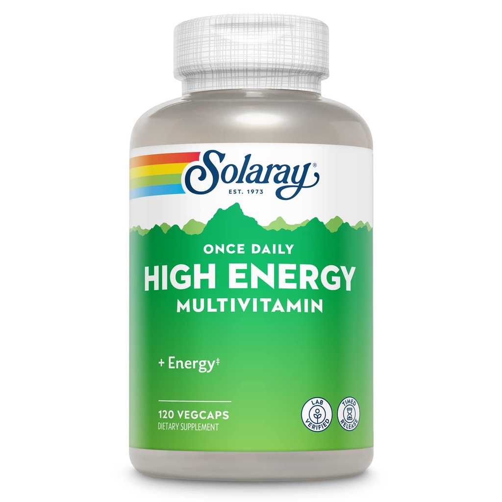 SOLARAY High Energy Multivitamin Mezzogiorno 124; Når dagligt, Tids- Release Formel 124; Hele fødevarer & Herb Base Mezzogiorno 124; Non- GMO