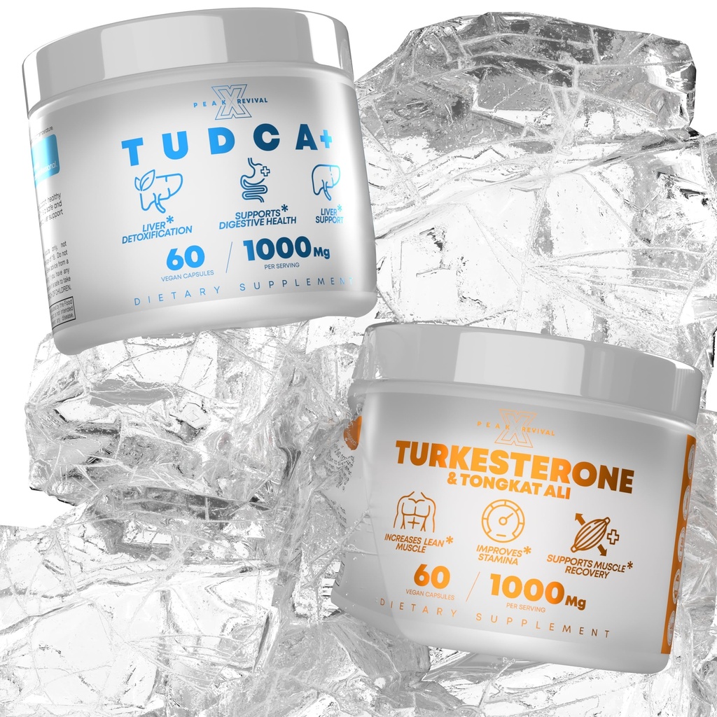 TUDCA + 1000mg bile salt supplement til leverstøtte + Turkesteron & Tongkat Ali 1000mg Øge Stamina (60 kapsler)