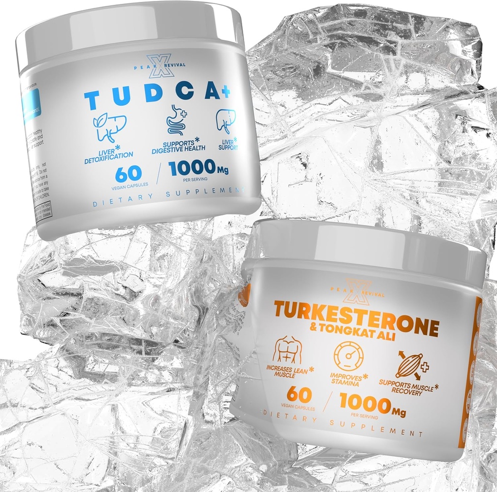 TUDCA + 1000mg bile salt supplement til leverstøtte + Turkesteron & Tongkat Ali 1000mg Øge Stamina (60 kapsler)