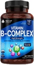 Vitamin B Complex - 365 små tabletter (et års forsyning) Høj styrke Alle 8 B vitaminer B1-B2-B3-B5-B6-B12, biotin, folinsyre og C-vitamin - Reduktion af træthed, energi & immunforsvar - UK Made