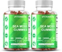 Vitamatic 2 Pack Irish Sea Moss Gummies – 3000 mg Equivalent Per Serving (132.5 mg Extract) – 60 Count – Made with Bladderwrack & Burdock Root – Supports Thyroid, Energy & Immune Health