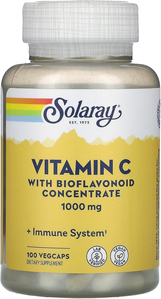Solaray C tillæg med Rose Hips, Acerola, Bioflavonoider, 1000mg, 100 Tæl
