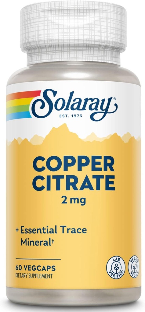 Solaray Biocitrate Copper Supplement, 2 mg 2 124; 60 Tælling