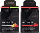 Sportsforskning Hydrate Electrolytes Combo Pack - Sugar- Free & naturligt tilsat vitaminer, mineraler og kokosvand - Understøtter hydrering - 32 pakker - Cherry Pomegranate Dominant Flavor