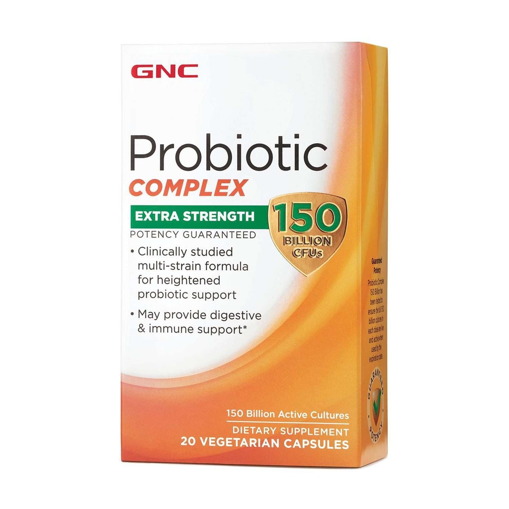 GNC Probiotisk Complex ekstra styrke med 150 milliarder CFU 'er, 20 kapsler, daglig probiotisk støtte
