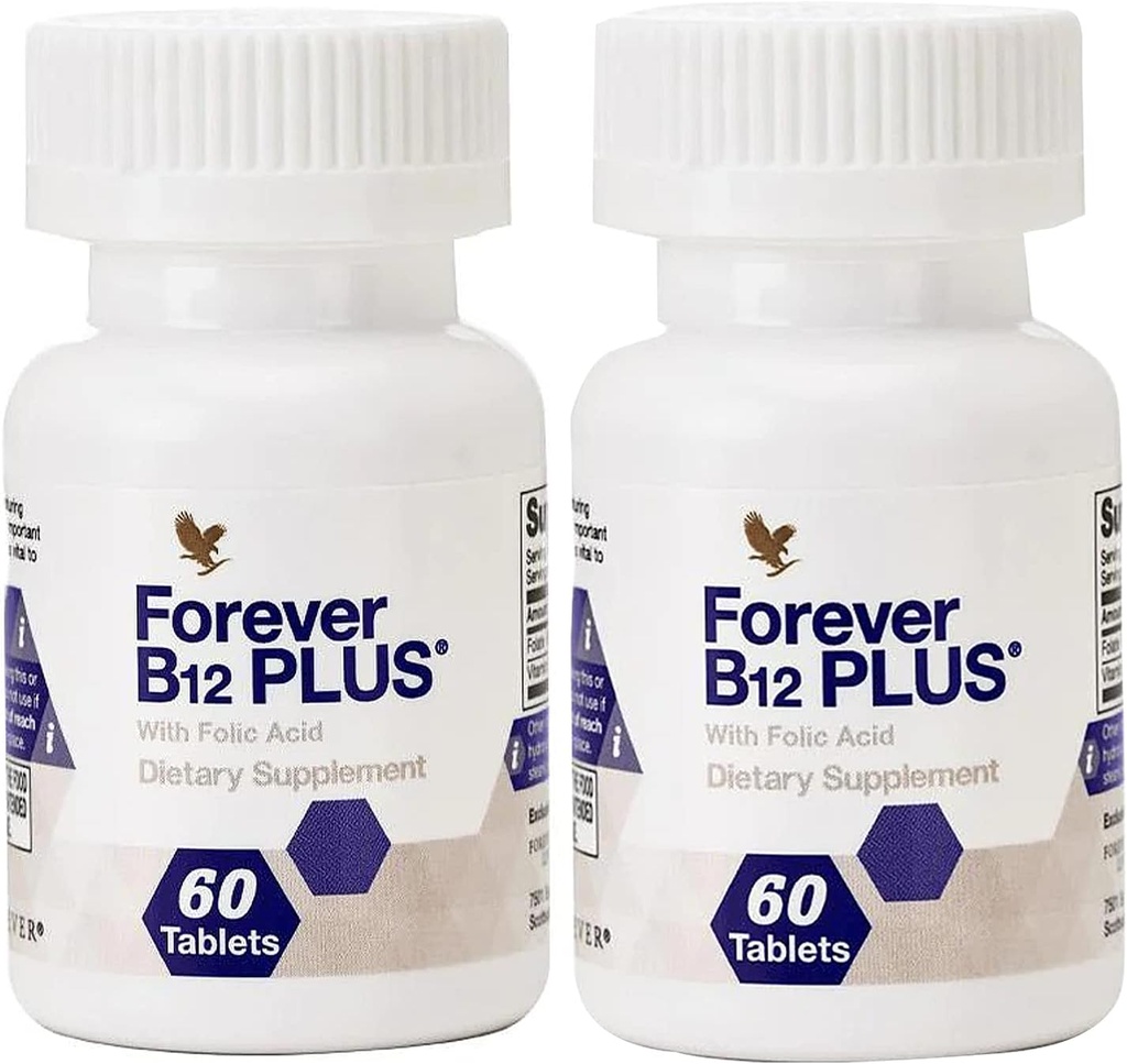Forever Living - B12 Plus - Essential B Vitaminer til energi, immunforsvar og Red Blood Cell Health - Vegansk, Vegetarisk og Glutenfri - 120 tabletter