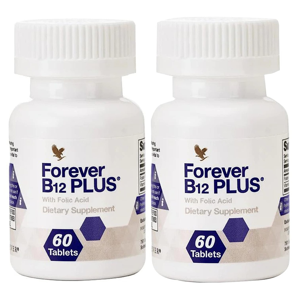 Forever Living - B12 Plus - Essential B Vitaminer til energi, immunforsvar og Red Blood Cell Health - Vegansk, Vegetarisk og Glutenfri - 120 tabletter