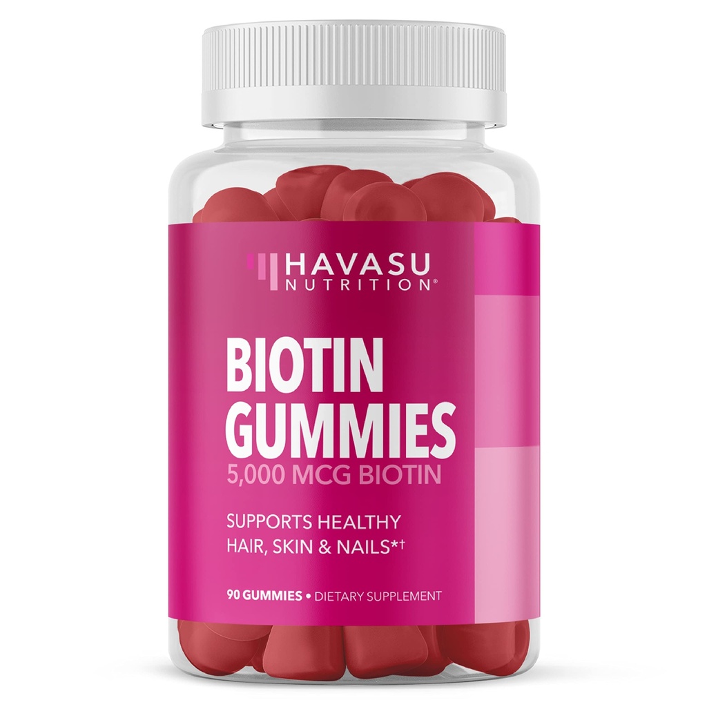 5000mcg Biotin gummies for hår, hud og negle - Vegansk supplement til kvinder og mænd - GLP-1 Nutritional Support to Promote Lucious Locks and Radiant Skin - Vitamin B7 - Strawberry Flavor, 90 Greve