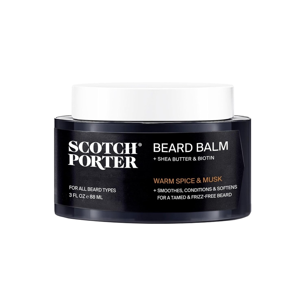 Scotch Porter Conditioning Beard Balm - Glat, Shape, Fugt & Softe Coass, Dry Facial Hår mens fremme vækst for en Fuller / Healthier- Looking Beard - Original Duft, 3 oz. Jar