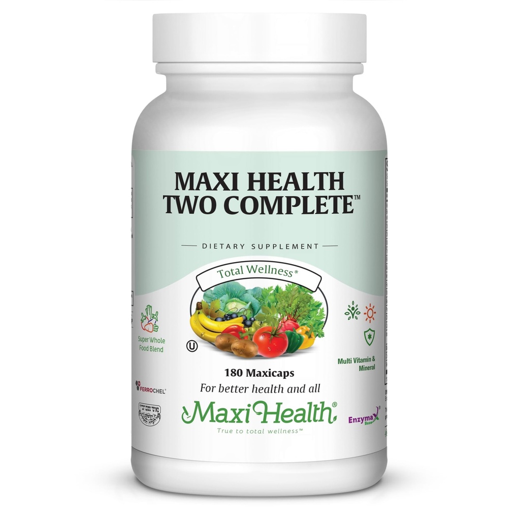 Maxi Health Two Complete - Multivitaminer og mineraler - Fuld potens - 180 Kapsler - Kosher