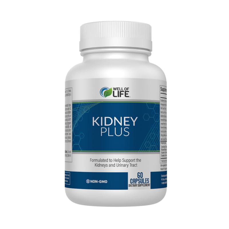 Well of Life: Kidney Plus 600mg with Cranberry Extract, Astragalus Root, Java Tea-Leaf & antioxidants for Overall Well-Being, Helps Healthy Kidney Function & Urinary Tract Wellness, 60 Capsules