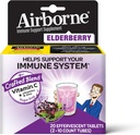 Airborne Elderberry Extract + vitamin C 1000mg (per servering) - Effervescent tabletter (20 Tæl i en kasse), Gluten- Free immunsupport supplement, med Vitaminer A C E, Zink, Selen, Sukker Free