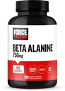 FORCE FACTOR Beta alaninkapsler, Beta- alanin Endurance supplement til Boost Performance & Reducere træthed, Klinisk dosis, Premium kvalitet, Vegan, Non- GMO, 120 kapsler