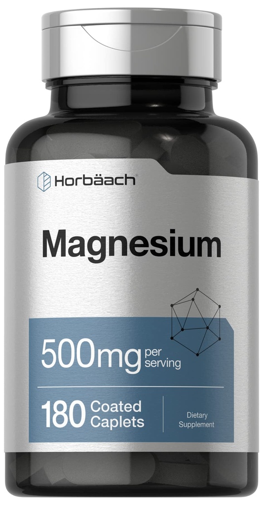 Horbäach Magnesium 500 mg • 124; 180 kapsler • 124; Vegetarisk, ikke- GMO, og Gluten Free Supplement