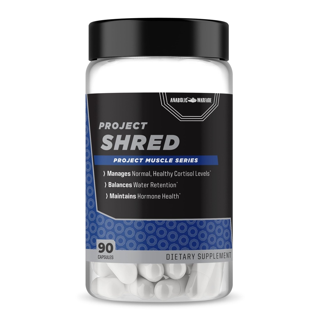 Anabolske krigsførelse projekt shred, Administrer normal sund Cortisol Niveauer og vand tilbageholdelse, Body Recomposition Formel, Lavet med botanicals *