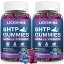 2 Pack 300MG 5- HTP GABA Sleep Supplement Gummies med 200 mg L- Theanine Supplement til hjerne, Mood Stabilizer og søvn støtte, Melatonin-fri, Omega 3- 6-9 for naturlige Zzzs, Blueberry Flavor