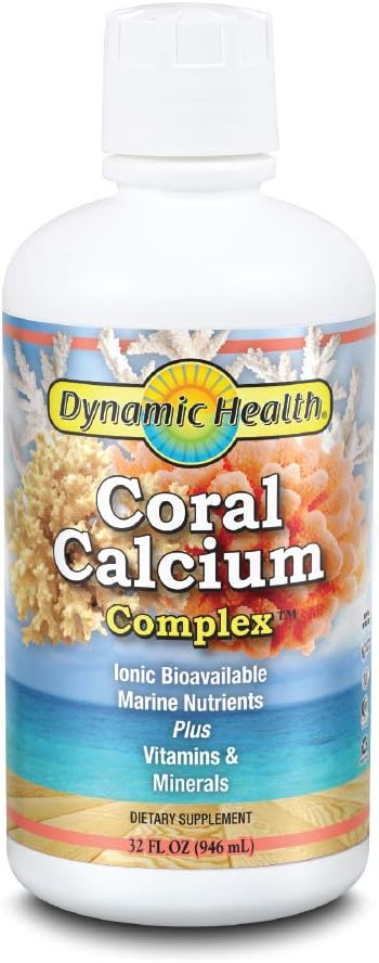 Dynamic Health Coral Calcium Complex (124; Knoglehygiejne & PH Level Support) 124; Nemmere end kapsler, Væske Supplement • 124; med Magnesium • 124; 32oz, 32 Serv
