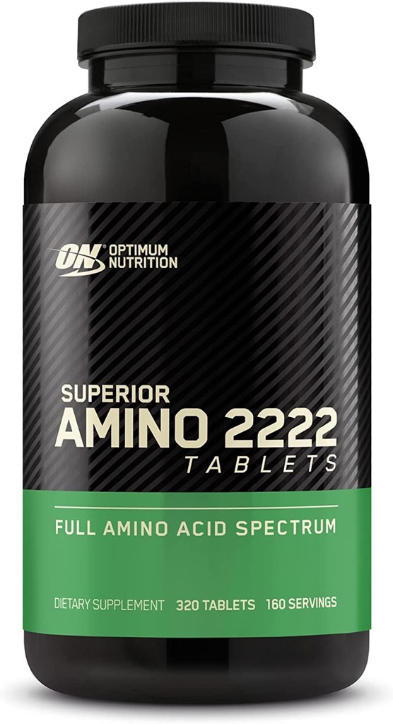 Optimum Nutrition Superior Amino 2222 Tablets, Complete Essential Aminoacids, EAA, 320 Count