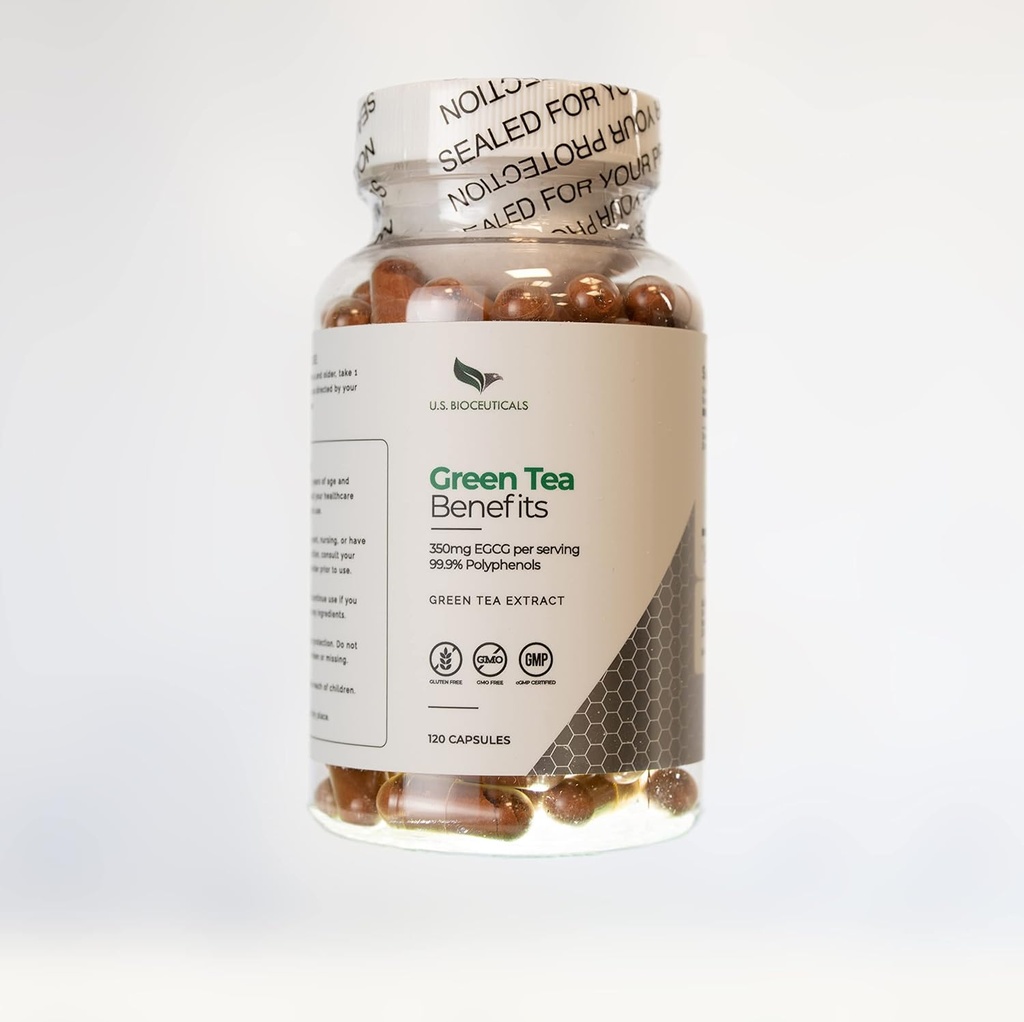 Grøn te fordele - Over 350 mg EGCG per flaske - 99,9% polyphenoler - understøtter sundhed - 120 kapsler per flaske
