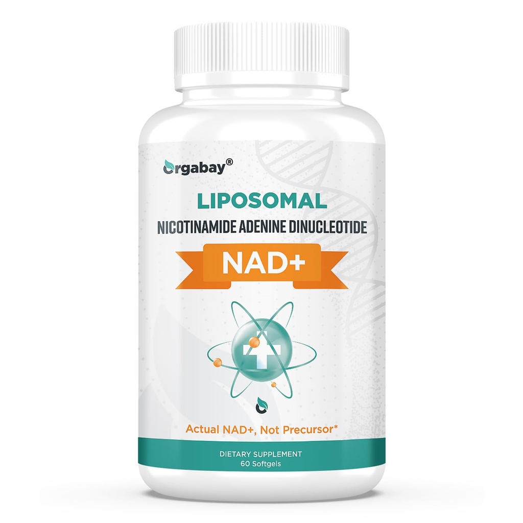 Orgabay Liposomal NAD + Supplement 500 mg, Høj Absorption, Boost NAD + med TMG 250 mg, Faktisk NAD Plus mere effektiv end Nicotinamid Riboside, Support Cellular Energy, Sund Aging