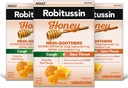 Robitusin Medi- Soothers Honey Lemon Throat Lozenges, Long- Lasting Hough + Sore Throat Pain Relief - 48 Count (3 x 16 kt Pakninger)