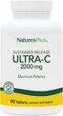 Natures Plus Ultra- C 2000 mg - 90 tabletter - C-vitamin med Rose HIPS - immunforsvar og antioxidant - Vegetarisk, Gluten Free - 90 Servering