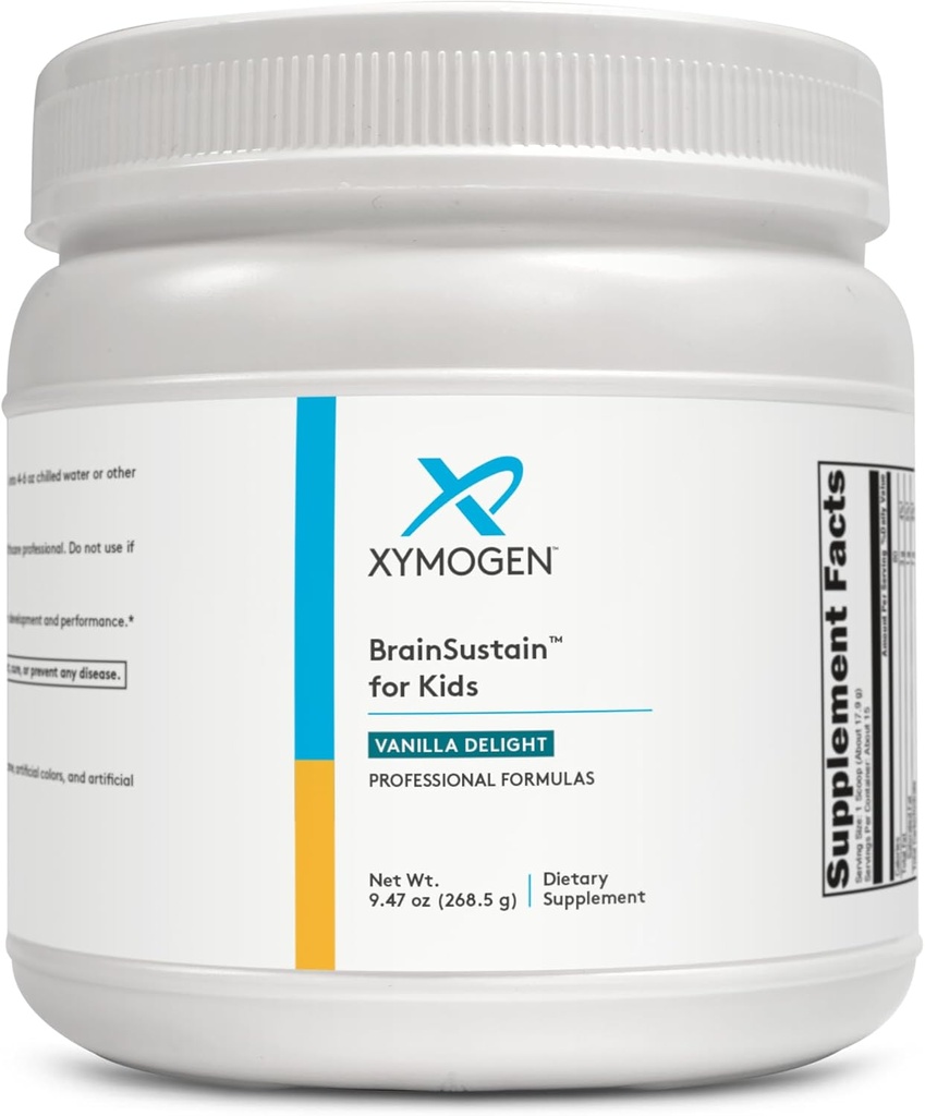 XYMOGEN Brainstain for Kids - N- Acetyl- L- Cysteine, Alpha Lipoic Acid og DHA for Kids Focus Support - Brain Support for Memory and Focus - Non- GMO, Gluten, Soy + Dairy- Free (9.47 oz)