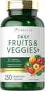 Carlyle Frugter og Veggies Supplements 124; 250 Kapseler 124; Lavet med 30 Frugter og Grøntsager