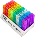 Måned Pill Box Organizer - 3-Times- A- Day Medication 124; Morning- Noon- Night - 30 Day Pill Case med 32 daglige kompartmenter for vitaminer, kosttilskud, medicin - Rejser Månedlig Pill Organizer 3 gange om dagen