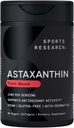 Sportsforskning Triple Strength Vegan Astaxanthin Supplement fra Alger - Plant Based Softgels for Antioxidant Aktivitet, Hud & Øje Sundhed - Non- GMO Verified, Made with Coconut Oil - 12mg, 60 Greve