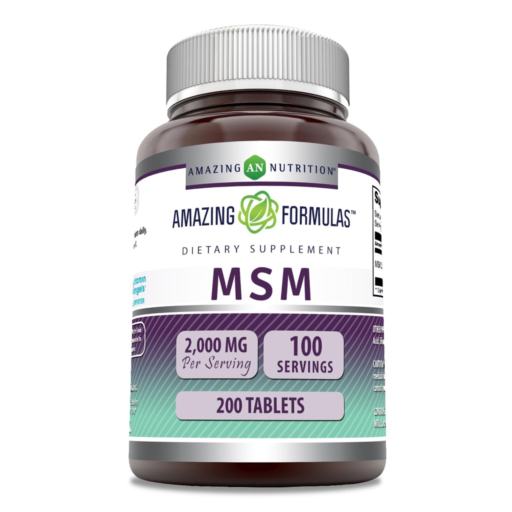 Amazing Formulas MSM (Methylsulfonylmethan) Supplement- 124; 1000 Mg Per Serving - 124; 200 Tablets - 124; Non- GMO - 124; Gluten Free - 124; Made in USA