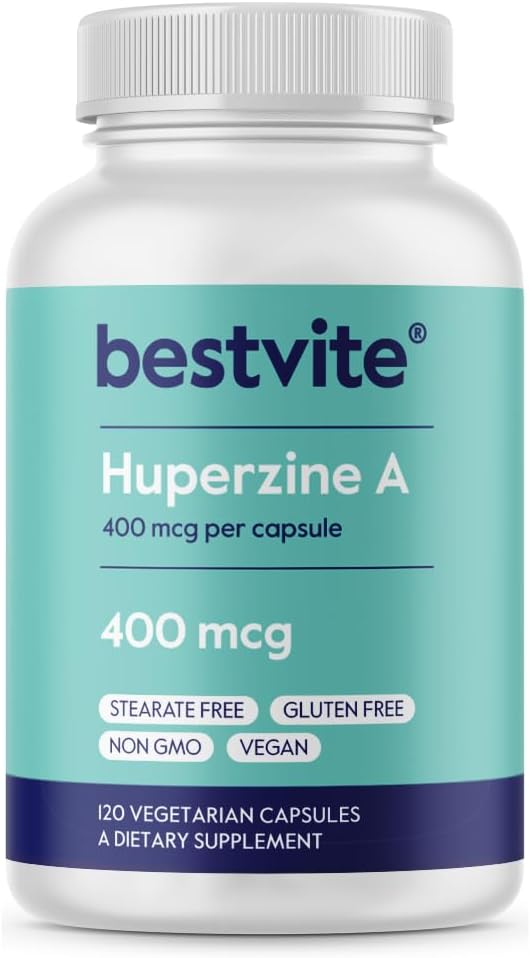 BESTVITE Huperzine A 400mcg (120 Vegetarian Capsules) - No Stearates - Vegan - Non GMO - Gluten Free