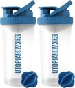 Utopia Home Protein Shaker Flaske - (Pakke af 2) 28- Ounce Shaker flasker For Protein Mixes - Fitness Sport Classic Protein Mixer Shaker Flaske (Klar / Navy)