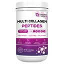 NATUR TARGET Multi Collagen Peptider Pulver - Type I, II, III, V, X - Hydrolyzed Collagen Peptider med C-vitamin Hyaluronsyre, Understøtter hud hårsøm & Fælles, Grass- Fed, Non- GMO, 50 Servere