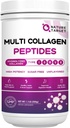 NATUR TARGET Multi Collagen Peptider Pulver - Type I, II, III, V, X - Hydrolyzed Collagen Peptider med C-vitamin Hyaluronsyre, Understøtter hud hårsøm & Fælles, Grass- Fed, Non- GMO, 50 Servere