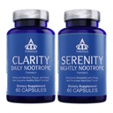 Thrivous Clarity & Serenity Stack - Dag + nat Nootrop Bundle for Focus, Mood, Afslapning & Sleep Support - 120 Veganske Kapsler
