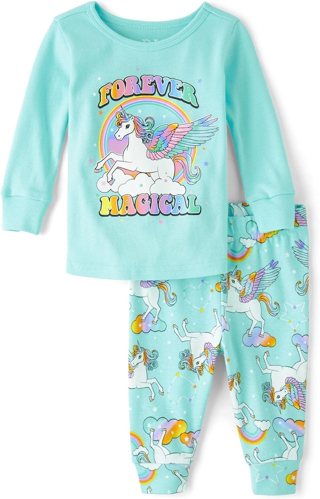 The Children 's Place baby- girls And Toddler Long Sleeve Top and Pants Snug Fit 100% Cotton 2 Piece Pajama Set