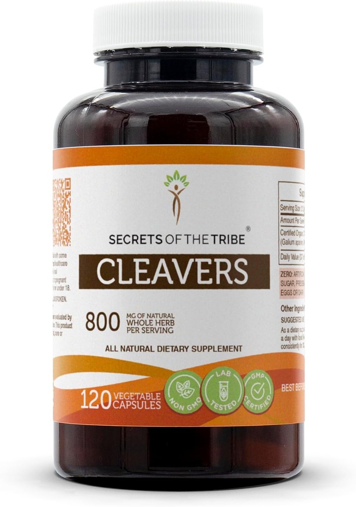 Secrets of the Tribe Cleavers 120 Capsules, 800 mg, Cleavers (Galium aparine) Tørret urt (120 Capsules)