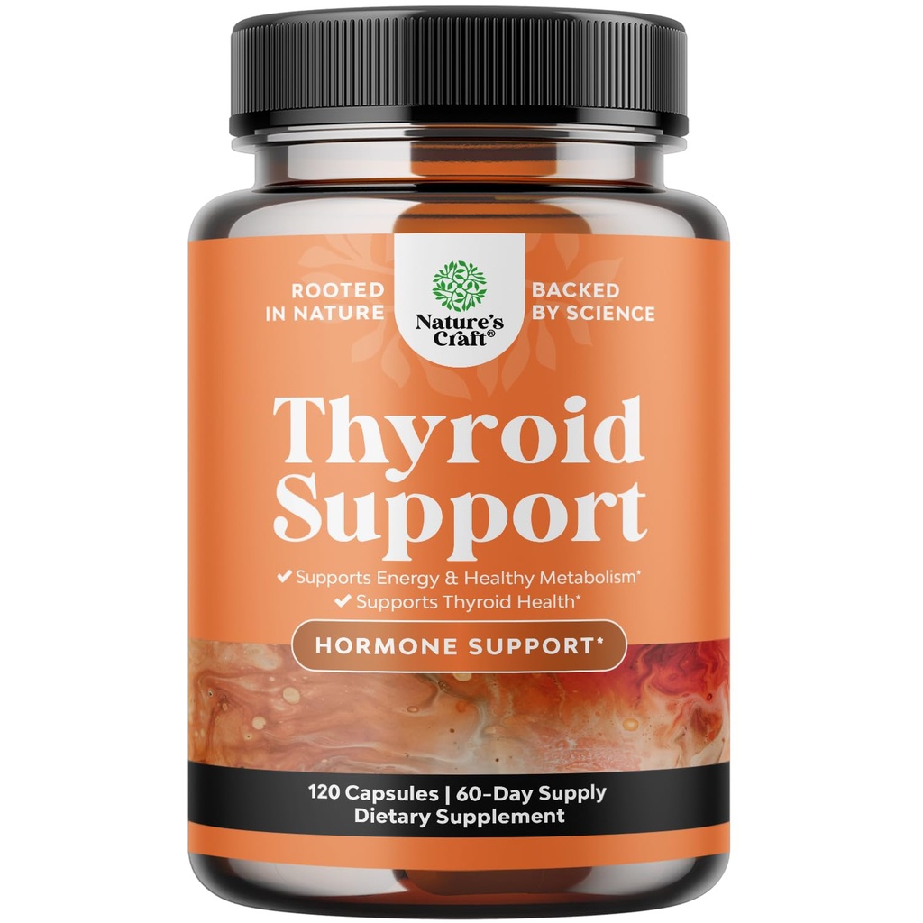 Herbal Thyroid Support Complex - Potent Kelp Jod supplement med L Tyrosin, Bladerwrack, Selenium & Pure Ashwagandha til Hormone Balance - Mood & Energy Dietary Pills - 120 Halale kapsler