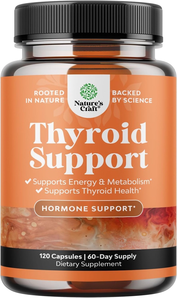Herbal Thyroid Support Complex - Potent Kelp Jod supplement med L Tyrosin, Bladerwrack, Selenium & Pure Ashwagandha til Hormone Balance - Mood & Energy Dietary Pills - 120 Halale kapsler