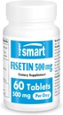 Supersmart - Fisetin 500 mg per dag (Easy- to- Take) - 98% Pure Fisetin supplement - stærkt biotilgængelig polyphenol - Potent senolytisk aktivator