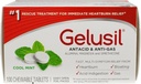 Gelusil Antacida & Anti Gas Tablets for Heartburn Relief, Acid Reflux, Bloating and Gas, Cool Mint - 100ct Blister Pack