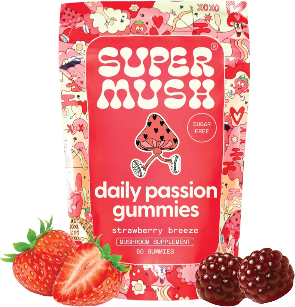 SuperMosh Horny Goat Weed Gummies - Horny Goatweed til mænd og kvinder med Cordyceps, Reishi & Maca Root - Maksimere blodgennemstrømning, Ignite FeelGood Vibes & vedvarende energi