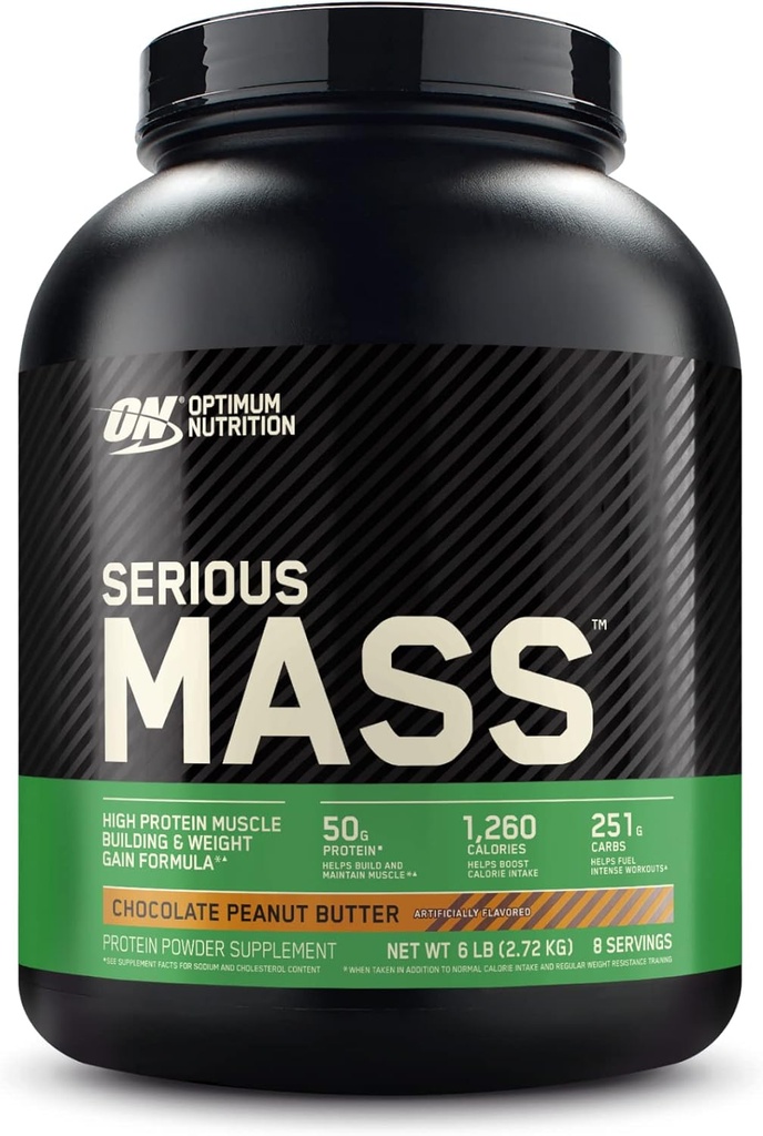 Optimal ernæring Alvorlig masse, vægt Gainer Proteinpulver, Mass Gainer, C-vitamin og zink til immunforsvar, Creatin, Chokolade Peanut Butter, 6 Pound (Packaging May Vary)