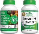 Botanic Choice Mega Fruits and Veggies Blend (60 kapsler) + Prostate 9 Complex (30 Softgel) Bundle - Energy Balance & Superfood Supplement + Urinstrøm & Cellular Sundhed