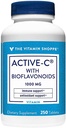 Vitamin Shoppe Active- C med Bioflavonoider 1000 MG - Antioxidant til kardiovaskulær og immunforsvar mod frie radikaler (250 tabletter)