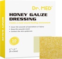 Dr. Med Honey Gauze Dressing, 2 "x 2" (10 PCS / Box) Honey Medical Bandage Sårpleje Patch for mindre Abrasions, Cuts, Crantions, Scald og Burns for Sår Healing, Chemical and Drug Free