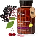 Plant Terapi Tart Cherry Kapsler med Elderberry Fremstillet i USA 4 måneders Supply Support The Body, Immunsystem & Sleep Cycle Kosttilskud til kvinder & mænd 120 Vegetarisk Capsule